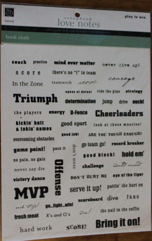 Chatterbox Scrapbook Love Notes PLAY TO WIN Book Cloth. Fast Way to add meaning.