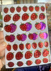 Sparkle Retro Strawberries Sticker Sheet (1 Sheet, 4×5 In)