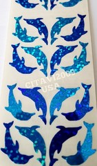 HAMBLY STUDIOS PRISMATIC GLITTER STICKER MINI DOLPHIN STICKER SHEET VINTAGE RARE