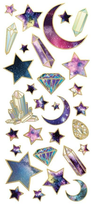 Stargazer Celestial Faux Enamel Stickers Planner Supply Papercraft Party Stars