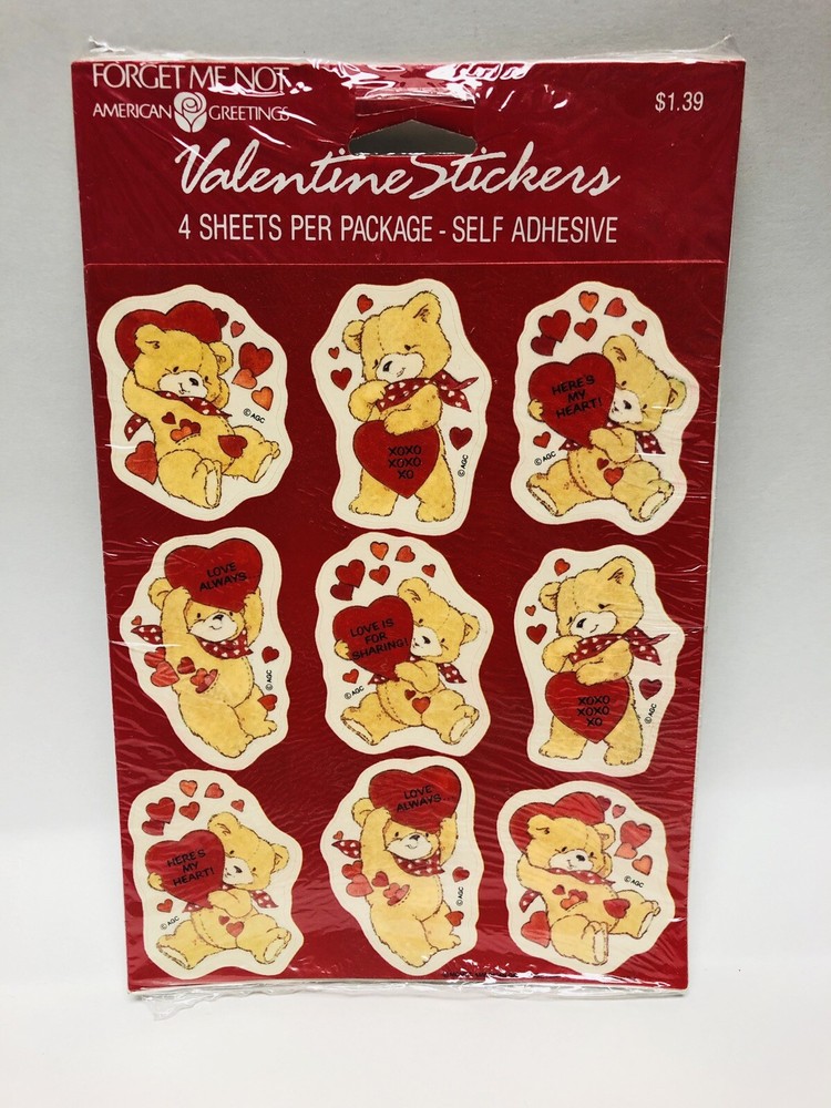 New Vintage Forget Me Not – American Greetings Valentine Stickers Sealed