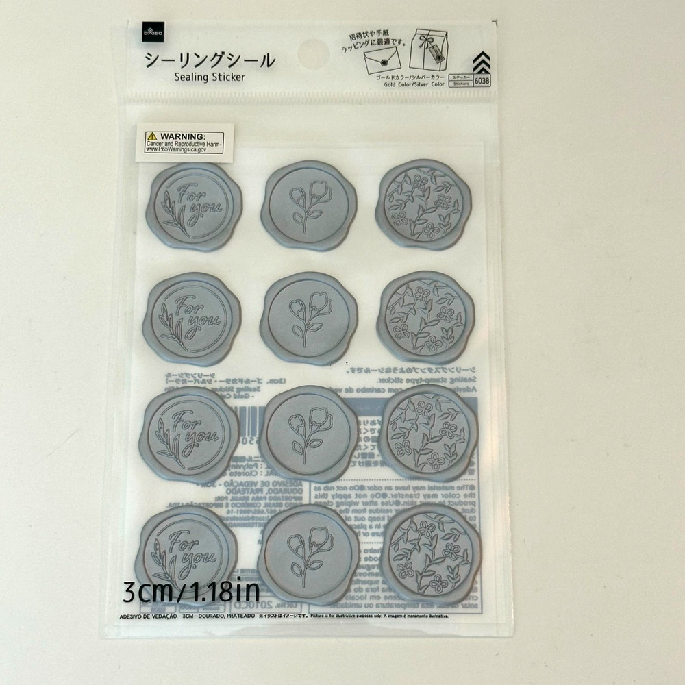 Daiso Sealing Stamp Seal Sticker Sheet – Silver