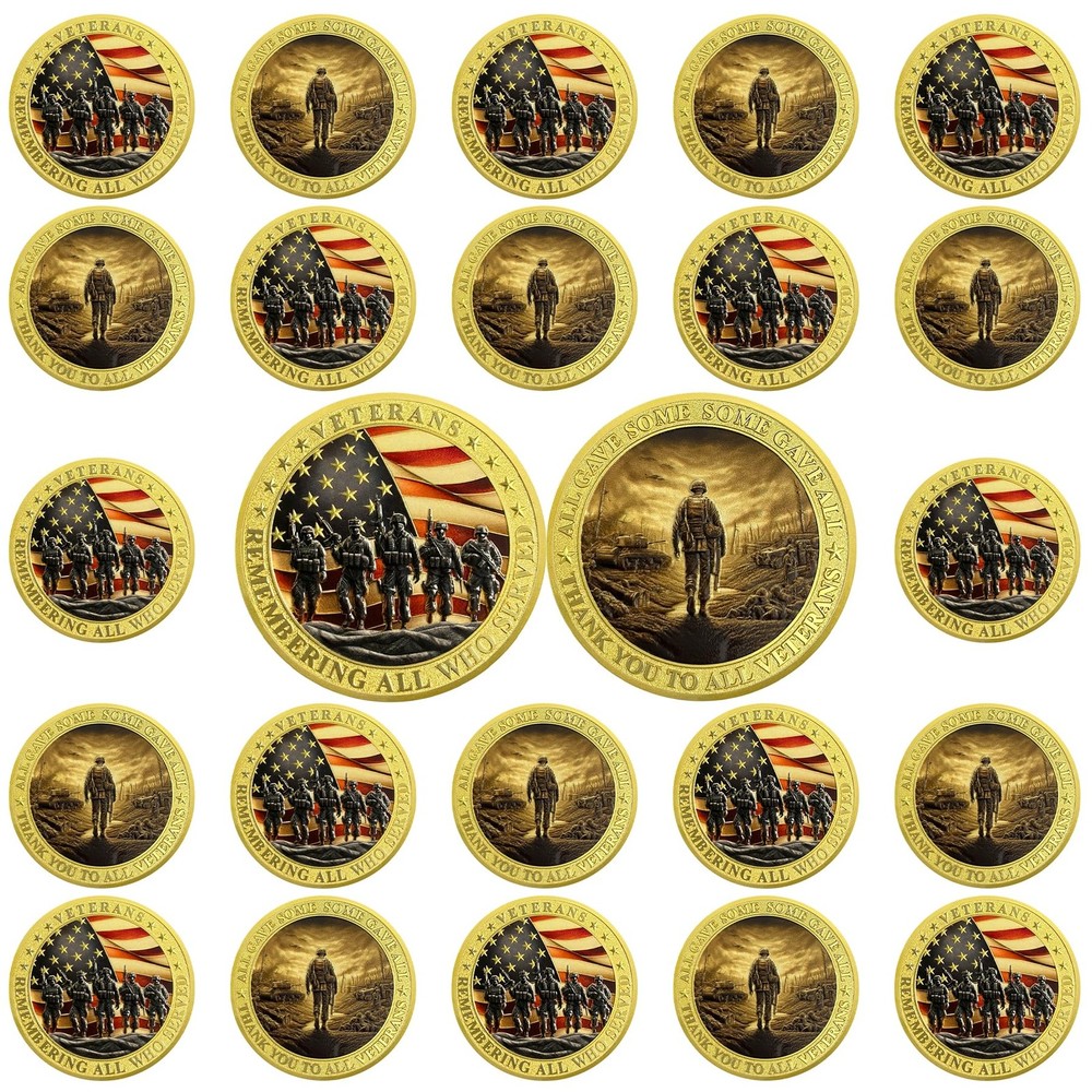 24Pcs Military Soldiers Challenge Coins Veterans Coins Honoring All Who Serve…