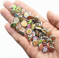 150Pcs Brass Fasteners, Dia.0.47″ Cute Multicolor Brads round Mini Brads Metal B