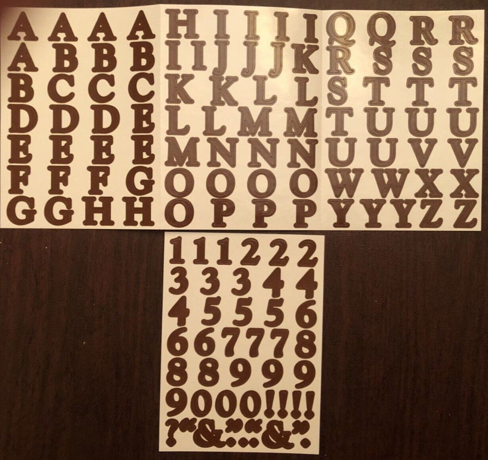 Creative Memories LARGE ABC/123 Stickers BROWN, CRANBERRY, DEEP BLUE, EVERGREEN