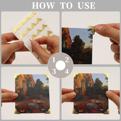 240 Pieces Photo Corners for Scrapbooking, Gold Photo Corner Stickers, Self-Adhe