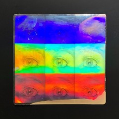 XL EYES STICKER SILVER anatomy ophthalmic eyeballs foil hologram holographic