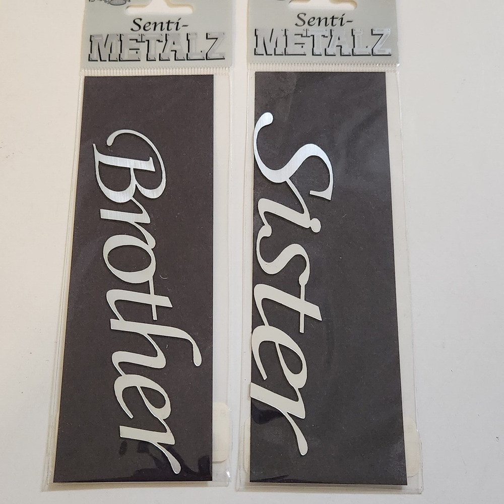 NEW 2 Senti-Metalz Word Adhesive Sticker BROTHER SISTER Metal Appearance-G