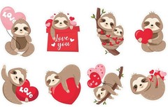 100 Pieces 1.5” Sloth Valentines Love Heart Stickers Party Decor Envelope Seals