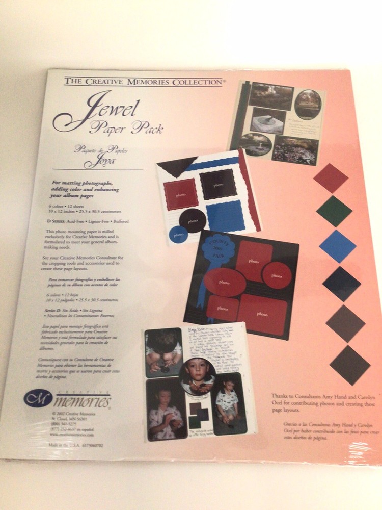 Creative Memories Jewel Paper Pack Cardstock Photo Mounting 12 Sheets 10”x12”