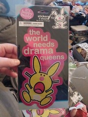 Vtg It’s Happy Bunny GIANT Stickers 2 Designs In Pack Drama Queens Jim Benton