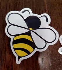 STICKERS x 5 Honey Bee Happy Apiculture Beehive Cartoon Large Sticker BEE1
