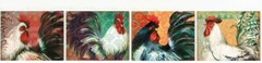 12 Beautiful Susan Winget 1 1/2″ x 1 1/4″ ROOSTER CHICKEN Stickers USA MADE #13