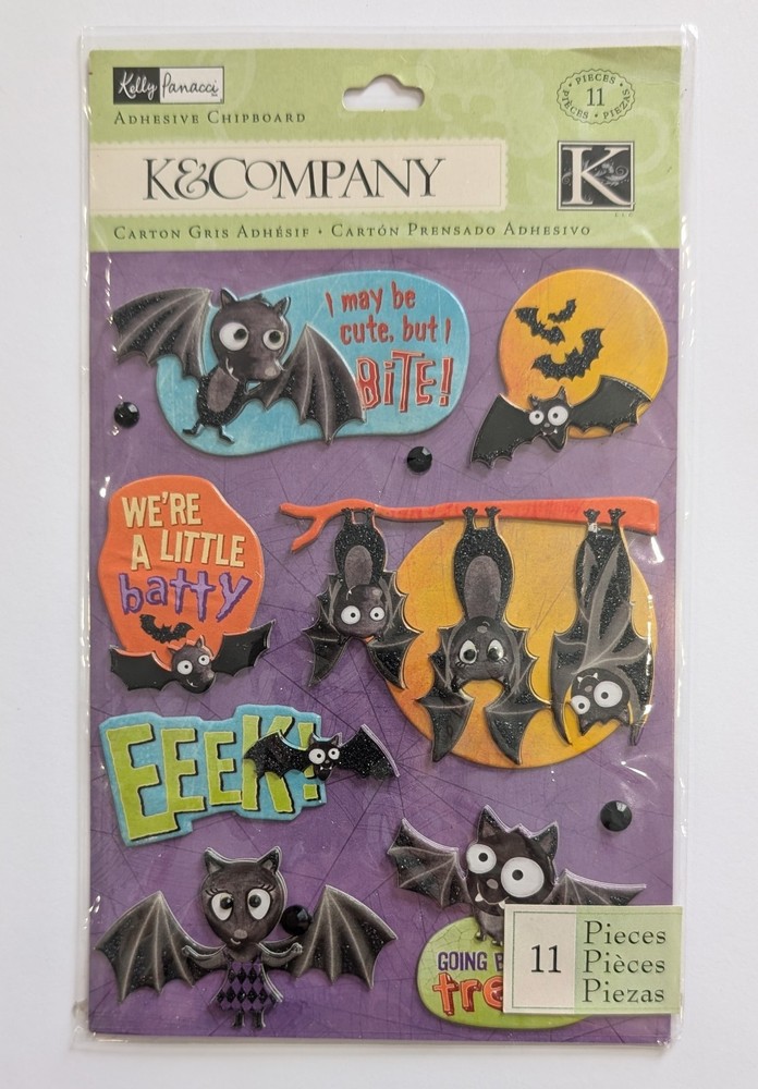 Kelly Panacci Halloween Bat Family Chipboard Scrapbooking Stickers By K&Company