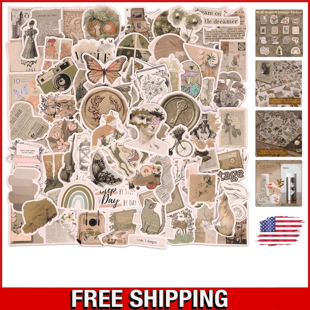 Aesthetic Vintage Stickers Pack – 200 Colorful Waterproof Stickers for All Ages