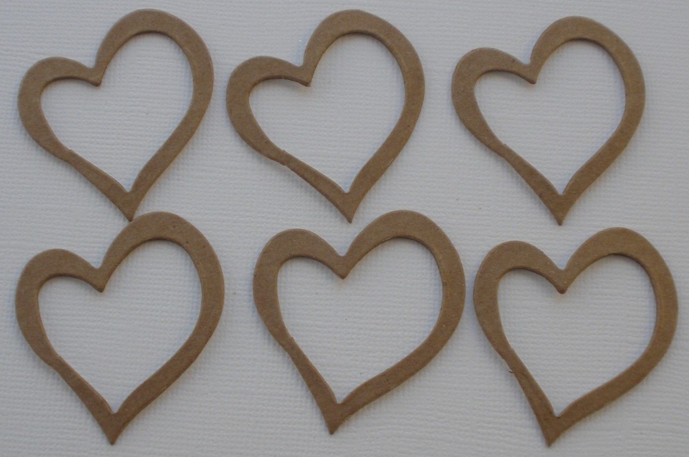 {6} *MiNi DOUBLE LAYER HEART* Bare Chipboard Die Cuts – 1.5″ inch