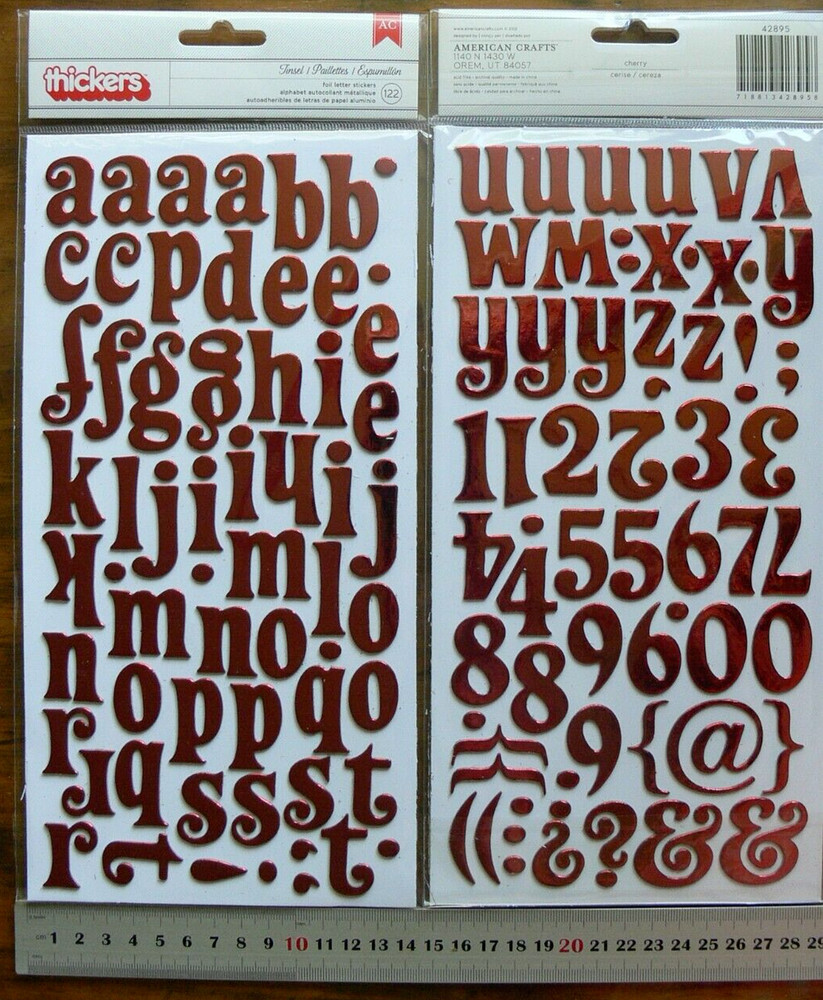 TINSEL Glossy Foil – RED CHERRY Chipboard 25-44mm High & 10-30mm Wide L2RM