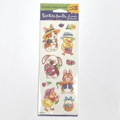 NEW Stickety Doo Da EASTER ANIMALS BUNNY CHICKEN EGG FLOWER Stickers 2 Sheets