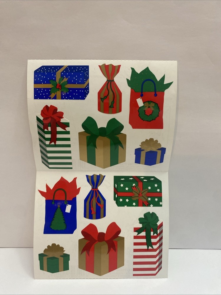 Vtg 2000 Mrs. Grossman’s Stickers HOLIDAY PRESENTS Christmas Package-4×6-1 Sheet