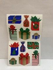 Vtg 2000 Mrs. Grossman’s Stickers HOLIDAY PRESENTS Christmas Package-4×6-1 Sheet