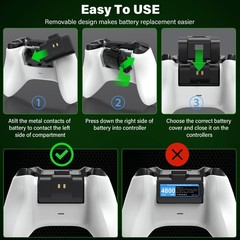 Rechargeable-Battery-Pack-for-Xbox-Controller, 2x4800mWh Batteries Pack with …