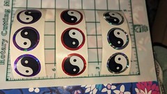 Vintage Stickers Yin Yang Symbol Prism Red Purple Silver POGS Slammers Lot Of 9