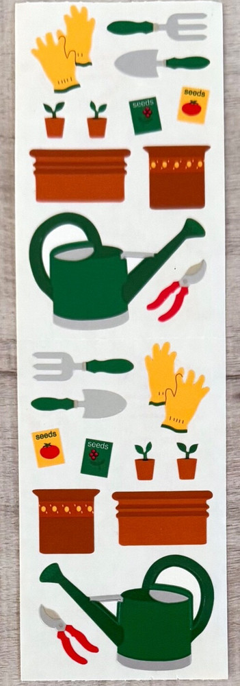 Mrs. Grossman’s Stickers 1 Strip Garden Tools Gloves Watering Can Pots Plants