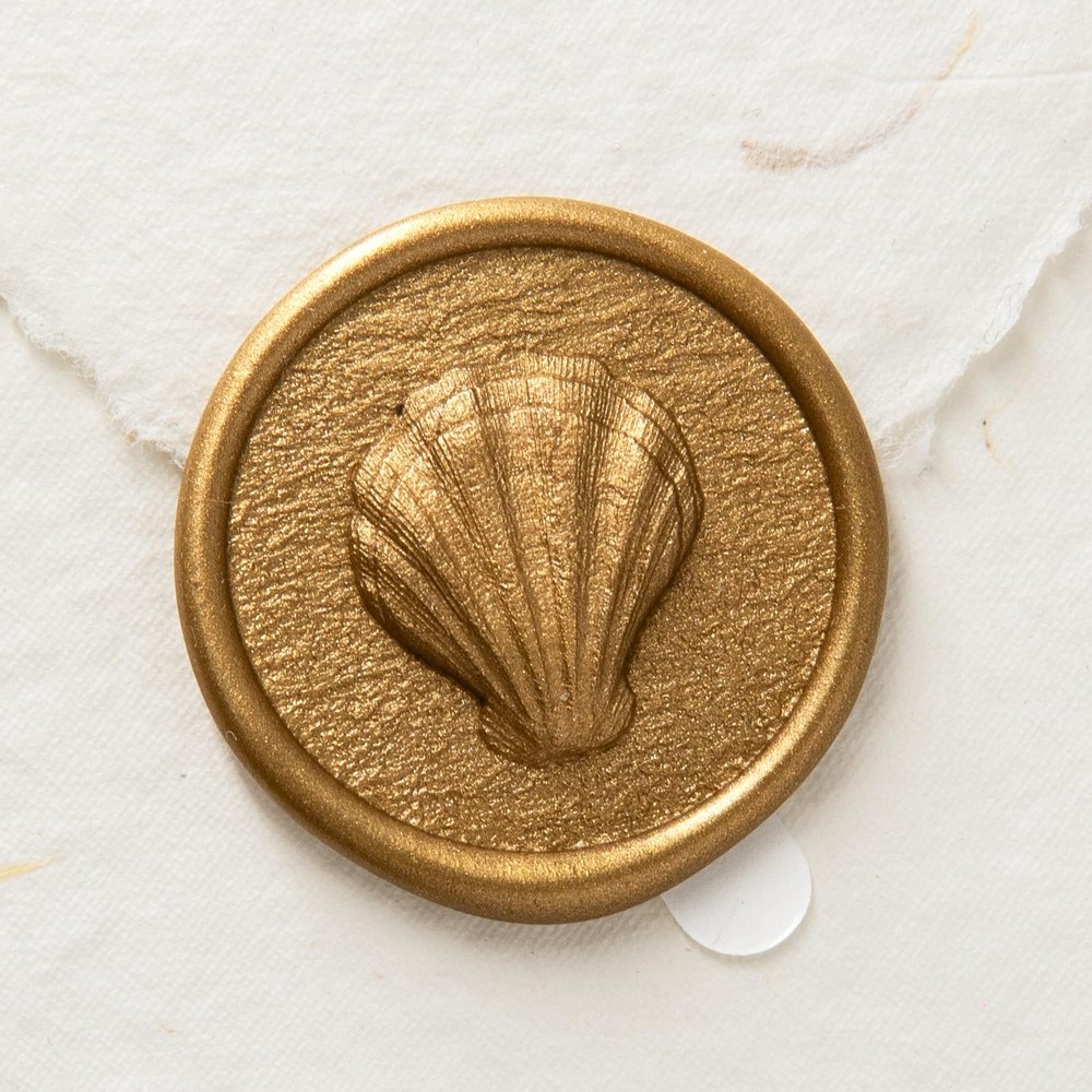 30pcs Handmade Wax Seal Stickers – 3D Scallop Design Self-Adhesive Envelope S…