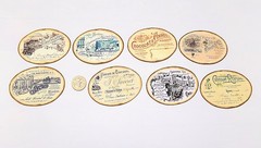 Vintage-French-Chocolate-Linen Cardstock-Oval-Labels-Stickers-Set Of 8