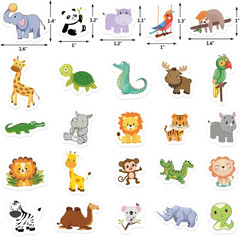 200Pcs Animal Foam Stickers Self Adhesive Jungle Sticker Safari Wild Zoo Animals