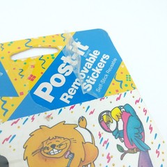 Vintage Post-It Removable Stickers Zoo Wild Animals 4 Sheets 1989 Gorilla Lion