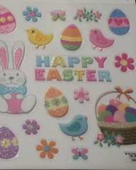 EASTER STICKERS «HAPPY EASTER» 38 PIECES TOTAL RABBIT, BASKET SPARKLE GLITTER
