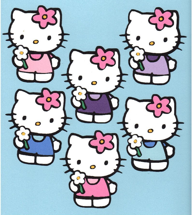 Hello Kitty with flower die cut , Layered, 3.5″ 4″ 5″ or 6″ – Scrapbooking