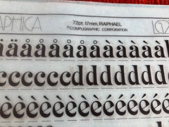 Three Letraset INSTANT LETTERING Transfer Letters 72pt 17mm RAPHAEL NICE