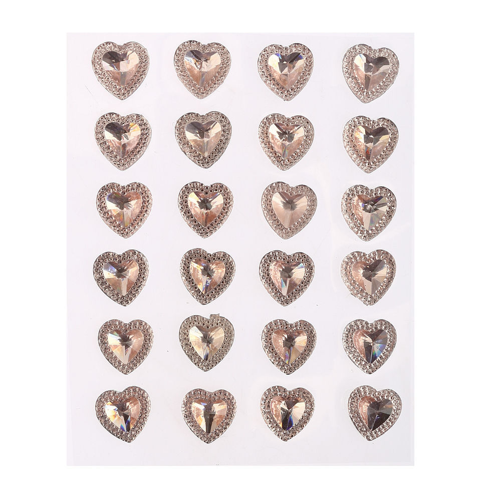 CraftbuddyUS 24 x 16mm Self Adhesive Pointed Resin Pink Hearts Stick on Gems