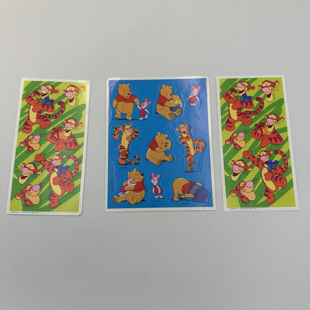Hallmark Vintage Winnie The Pooh 3 Sticker Sheets – Disney – 1990s Tigger, Pooh