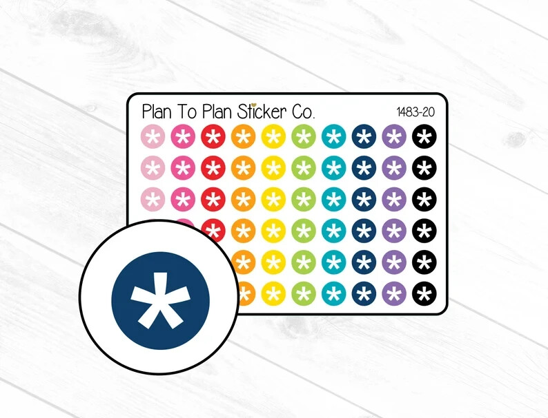 1483-20 Asterisk Icon Planner Stickers.