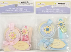 Newborn Baby Dimensional Chipboard Stickers Girl & Boy Pastel Crafts Lot of 2