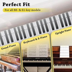 Removable Piano Stickers – Reusable Silicone Strips – Note Labels for 88 Key …