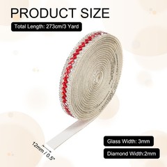 3 Yard Rhinestone Ribbon 3mm x 3mm Crystal Rhinestone Strips Red