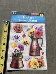 Jot Pop-Up Stickers Pansy Floral Copper Pitcher Butterfly Glitter Flowers NEW