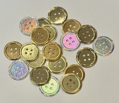 20+ Gold Foil Button Die Cuts For Scrapbook Journal And Craft Embellishments