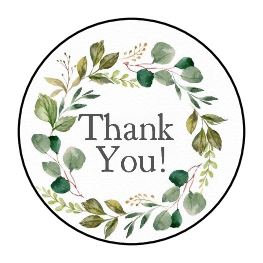 30 THANK YOU GREENERY FOLIAGE ENVELOPE SEALS LABELS STICKERS 1.5″ ROUND GIFTS