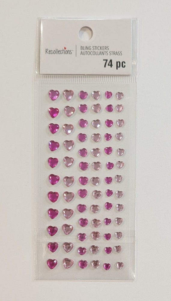 Mini Pink Hearts Bling Gems Rhinestone Scrapbooking Stickers By Recollections