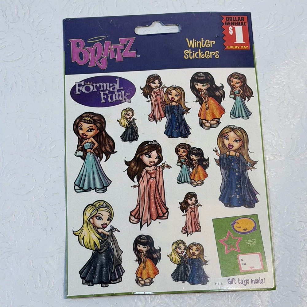 Vintage 2003 Bratz Winter Stickers Sealed Packet Formal Funk Gift Tags MGA