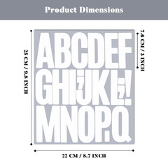 164 Large Alphabet Stickers, 8 Sheets 3 Inch Self-Adhesive Vinyl Letters Sticker