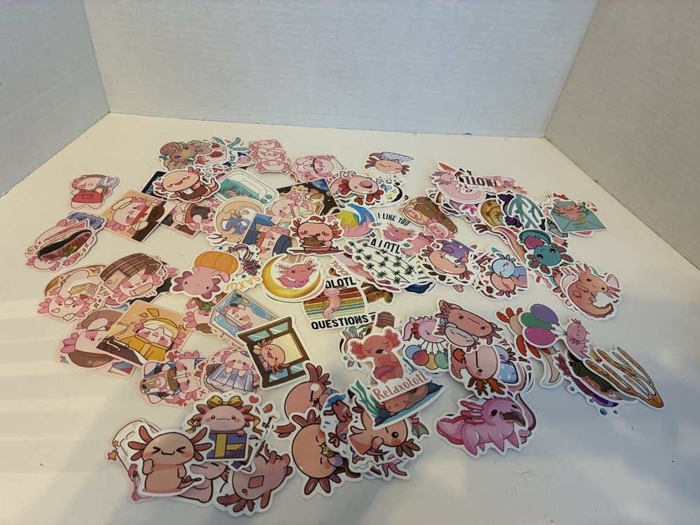 Axoloti Assorted Kids Stickers. 200 Pcs. Scrapbook. Cartoon. Funny. Animal. Cute