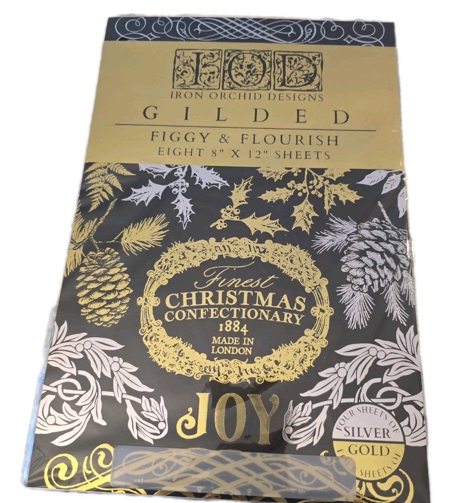 Iron Orchid Designs Transfer Figgy & Flourish Guilded Foil Retired Christmas