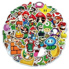 Super Mario Kart Stickers Skateboard Vinyl Laptop Luggage Decal Hydro Flask 50pc