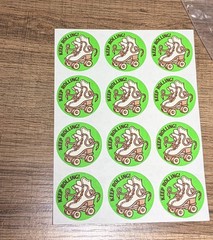 Retro Trend Scratch ‘n Sniff «Keep Rolling!» Sticker Sheet – Leather Scented